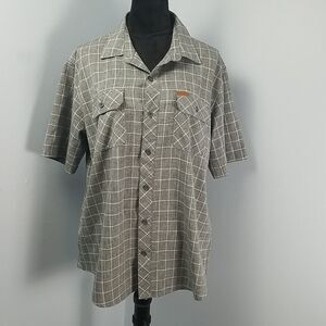 Orvis Button Down Short Sleeve Fishing Shirt Grey Mens Large Hiking Outdoors